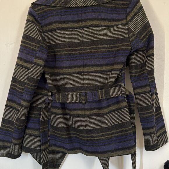 Jack by‎ BB Dakota Striped Waterfall Belted Jacket Draped Open Front Boho SMALL - Picture 10 of 11